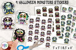 Halloween Monster Stickers, Cute Creepy Monster Clipart Product Image 1