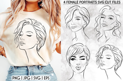 Female Portrait SVG, Woman Face Line Art, Beauty Silhouette Product Image 1