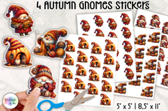 Autumn Gnome Stickers, Cute Fall Harvest Pumpkin and Leaves Product Image 1