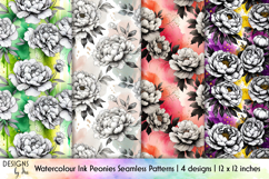 Artistic Ink Peonies Seamless Pattern Collection Product Image 1