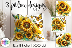 Sunflower Watercolor Floral Illustration with Butterflies Product Image 1