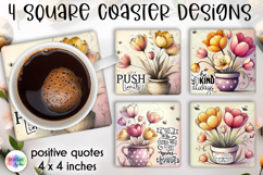 Spring Floral Coaster Sublimation, Positive Quotes Coasters Product Image 1