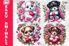 Valentine Baby Animals with Hearts Clipart Bundle Product Image 5
