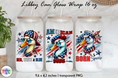 Patriotic Libbey Can Glass Wrap, 16 oz Can Glass Sublimation Product Image 1