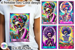 Tarot Card Halloween Sublimation, Messy Bun Mom Skeleton Product Image 1