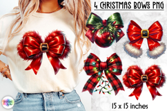 Christmas Bow PNG Clipart, Red Festive Bows Print Product Image 1