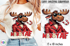 Funny Christmas Sublimation, Merry AF Funny Moose Print Product Image 1