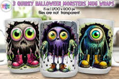 Quirky Halloween Monsters Mug Wraps, Cute and Funny Mug Wrap Product Image 5