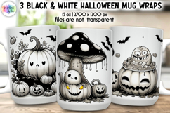 Black and White Halloween Mug Wraps, Cute Spooky Mug Design Product Image 1