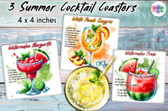 Summer Cocktail Recipe Coaster, Party Cocktail Coasters Product Image 1