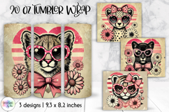 Dog Lover Tumbler Wraps, Vintage Valentine Tumbler Design Product Image 1