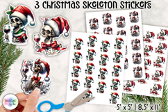 Funny Christmas Skeleton Stickers | Santa Skull Clipart Product Image 1