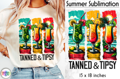 Tropical Summer Sublimation, Tanned and Tipsy, Cocktails PNG Product Image 1