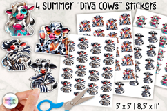 Summer Cows Stickers PNG, Cute and Stylish Cow Clipart Product Image 1