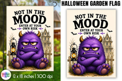 Halloween Garden Flag, Not In The Mood Monster PNG Product Image 1