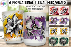 Floral Mug Wraps PNG Inspirational Quote Designs, Motivation Product Image 1