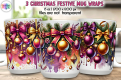 Christmas Ornaments Mug Wrap, Watercolour Christmas Mug Wrap Product Image 1