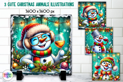 Cute Christmas Animals Illustration, Wine Lover Christmas Product Image 1