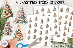 Whimsical Christmas Tree Stickers, Cozy Fabric Patch Trees Product Image 1