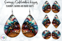 Earrings Sublimation Designs, Liquid Art, Fluid Art and Wood Product Image 1