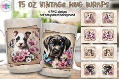 Puppy with Flowers Vintage Mug Wraps, 15 oz Dog Lover Mug Product Image 1