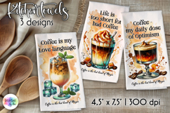 Coffee Cocktails Kitchen Towel, Coffee Lover Dish Towels Product Image 1