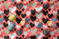Doodle Hearts Pattern Collection | Romantic and Cute Pattern Product Image 2
