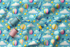 Nursery Dreamy Sky Patterns, Baby Bow Seamless Pattern Product Image 2