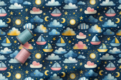 Nursery Dreamy Sky Patterns, Baby Bow Seamless Pattern Product Image 4