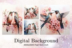Bird Flower Background Wallpaper Digital Paper Product Image 1