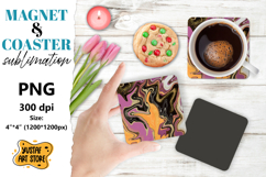 Abstract paint magnet/coaster sublimation. Fluid art Product Image 1