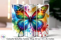 Watercolour Butterflies Tumbler Wrap, Colourful Butterflies Product Image 1