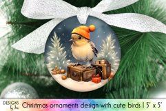 Cute Chickadee Bird Ornament Design | Christmas Ornament PNG Product Image 1