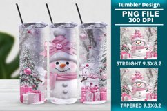 Pink Christmas snowman 20oz tumbler wrap design Product Image 1