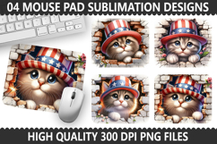 4Th Of July Cat Mouse Pad Sublimation - Patriotic Cat Product Image 1