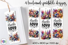 Summer Flowers Bookmarks, Books are My Love Language Print Product Image 1