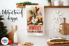 Sweet Christmas Wishes Kitchen Towel Design, Vintage Print Product Image 1
