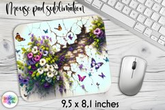 Cracked Wall with Flowers Mouse Pad, Floral Mouse Pad Print Product Image 1