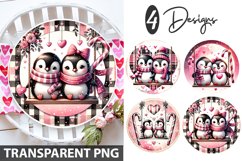 Valentine Penguin Round Sign Sublimation - Clipart PNG Product Image 1