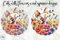 Cat with Flowers Wind Spinner, Spring Flowers and Kitten PNG Product Image 1