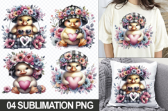 Cute Duck with Flowers Clipart PNG Sublimation Bundle Product Image 1