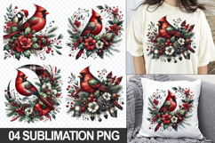 Christmas Cardinals Sublimation Clipart, 04 PNG Designs Product Image 1