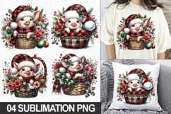 Christmas Pig Sublimation Clipart, 04 PNG Designs Product Image 1