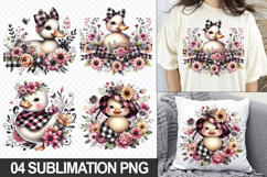 Cute Duck with Flowers Clipart PNG Sublimation Bundle Product Image 1