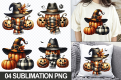 Halloween Pumpkin With Hat Sublimation Clipart, 04 PNG Files Product Image 1