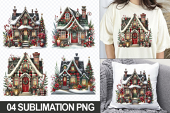 Christmas Homes Sublimation Clipart, 04 PNG Designs Product Image 1