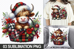 Christmas Cow Sublimation Clipart, 04 PNG Designs Product Image 1