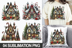 Christmas Homes Sublimation Clipart, 04 PNG Designs Product Image 1