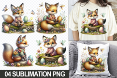 Cute Fox Easter Clipart PNG, Easter Sublimation Designs Product Image 1