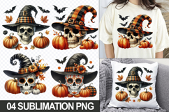 Halloween Skull With Hat Sublimation Clipart, 04 PNG Designs Product Image 1
